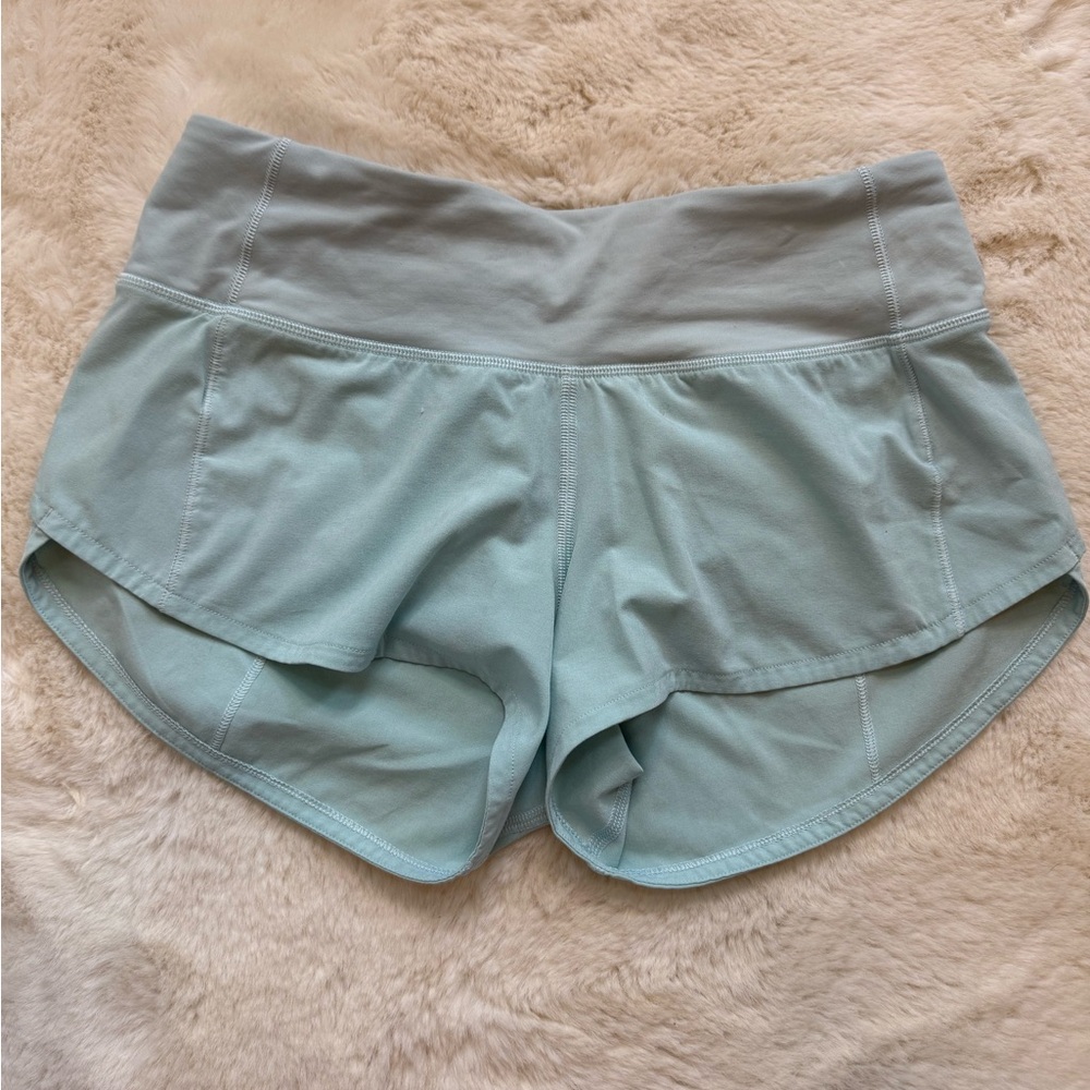 Lululemon Athletica Speed Up Low Rise 2.5” Light Blue Shorts
